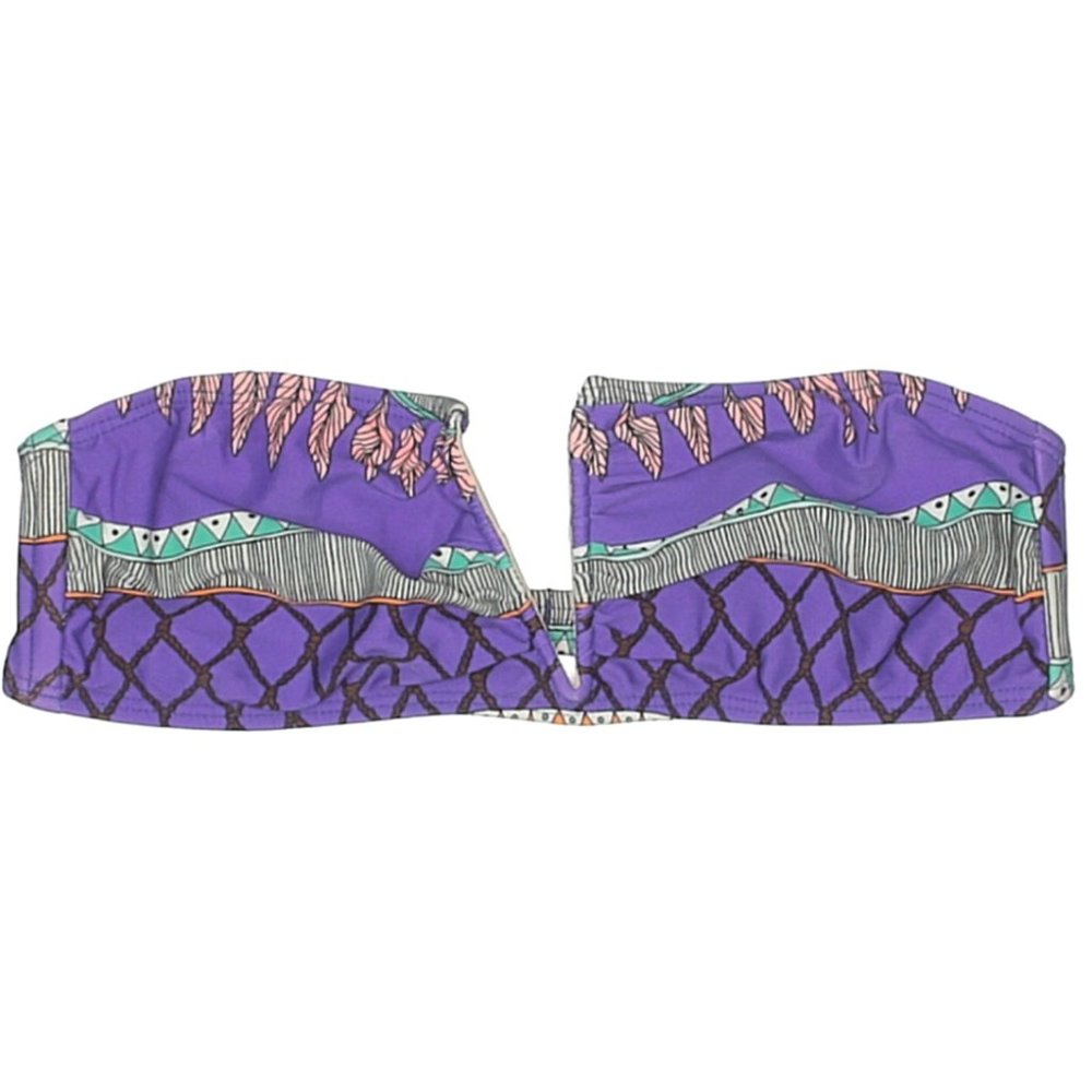 Milly Cabana Purple Pattern Strapless Bikini Top sz XS EUC